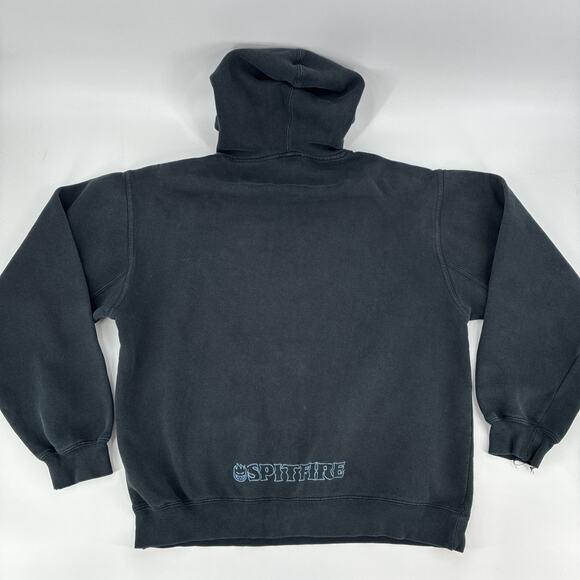 Vintage Spitfire Hoodie Men Medium Black Faded Distressed Embroidered Skate Y2K - Picture 9 of 13